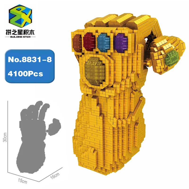 

Star Marvel Avengers Thanos Infinity Stones Gem Gauntlet Glove 3D Model Diamond Mini Building Nano Blocks Toy Display Gift