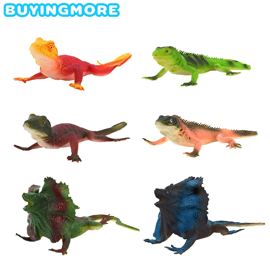 

6 PCS Simulation Lizards Kids Toys Iguana Figure Chameleon Reptile Prank Funny Adornment Plastic Model Toys Gifts for Children