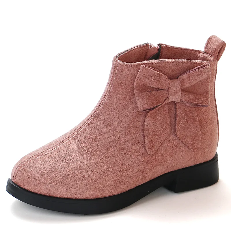 Spring Autumn Teens Girls Bowknot Rubber Leather Martin Boots For Girls Pink black Rome Ankle Princess Boots Shoes New