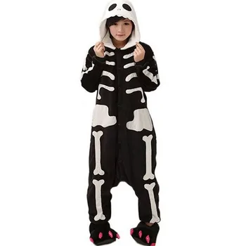 

Skeleton Unisex Adult Flannel Pajamas Christmas Cartoon Animal Onesies Sleepwear For Women Men