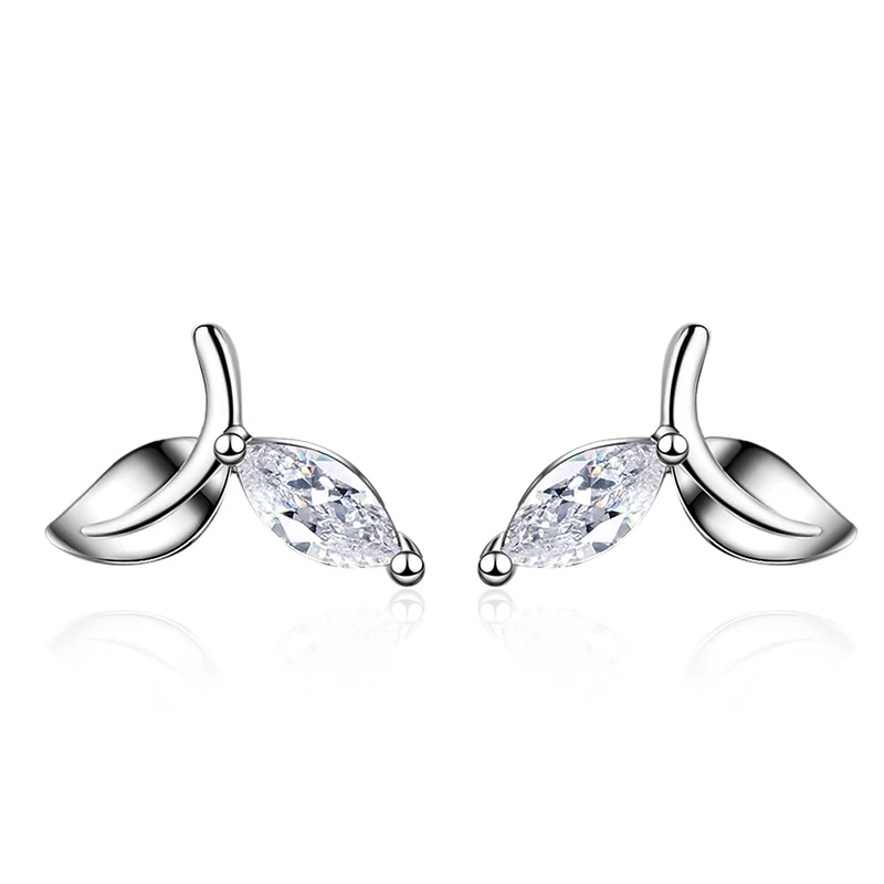 XIYANIKE 925 Sterling Silver 2019 NEW Women Leaf Crystal Stud Earrings Rhinestone Trendy Elegant Created Ear Jewelry Customized | Украшения