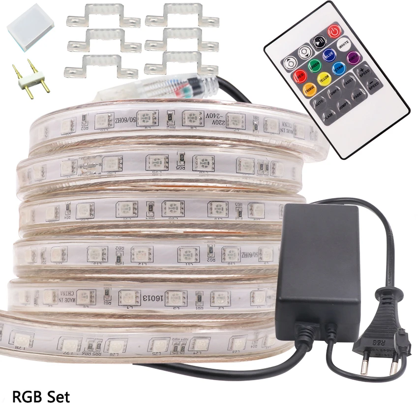 neem medicijnen Traditie patroon RGB led strip 220V 240V 5050 Waterproof Flexible Led Tape Light White  60leds/m 1M/5M/10M/15M/20M/25m/50m/100m + Power plug kit|led tape light|tape  lightled strip 220v - AliExpress