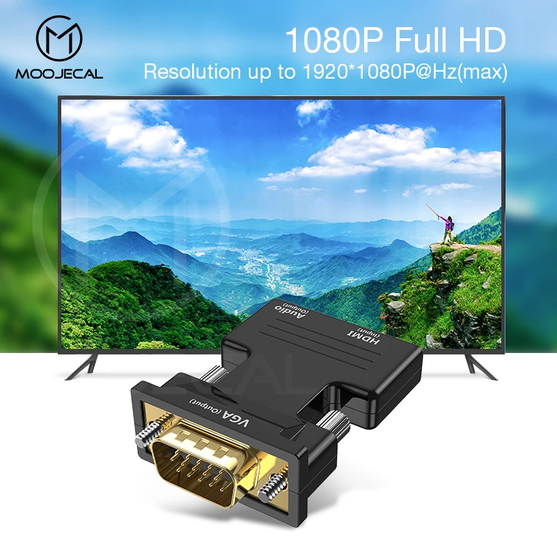 HDMI to VGA Adapter HDMI Male to VGA Female Video Converter with Audio Adapter Support 1080P Signal Output Convertor Audio Cable HDMI to VGA Adapter HDMI Male to VGA Female Video Converter with Audio Adapter Support 1080P Signal Output Convertor Audio Cable