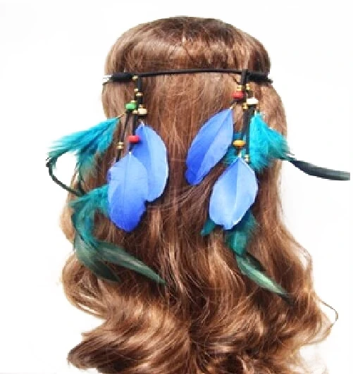 African Wood Beaded Blue Feather Girl Hairband Bohemia Tribal Crown Ethnic Gypsy Headband Hair Clip Hair Jewelry Accessories Hair Jewelry Aliexpress