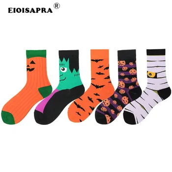 

[EIOISAPRA]Tide New Socks Hip Hop Men Socks Unisex Creative Pumpkin Head Halloween Funny Socks Cotton Candy Color Happy Gift Box