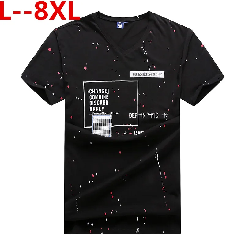 10XL 8XL Новые мужские футболки с v-образным вырезом, тонкая футболка с коротким рукавом, Мужская мерсеризованная хлопковая брендовая одежда, повседневная мужская футболка