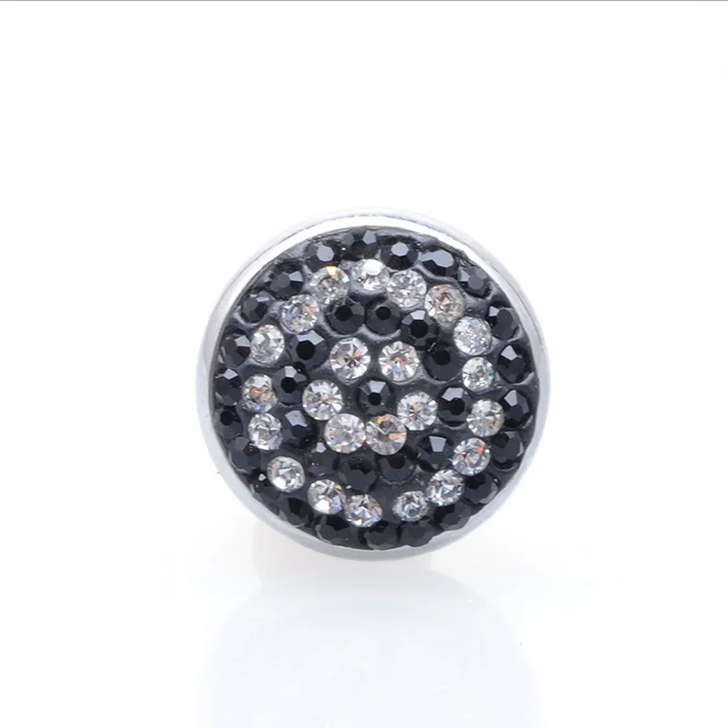 

Black white color rhinestones round snap 18 mm snap button for snap armband fit button bracelets NC4206