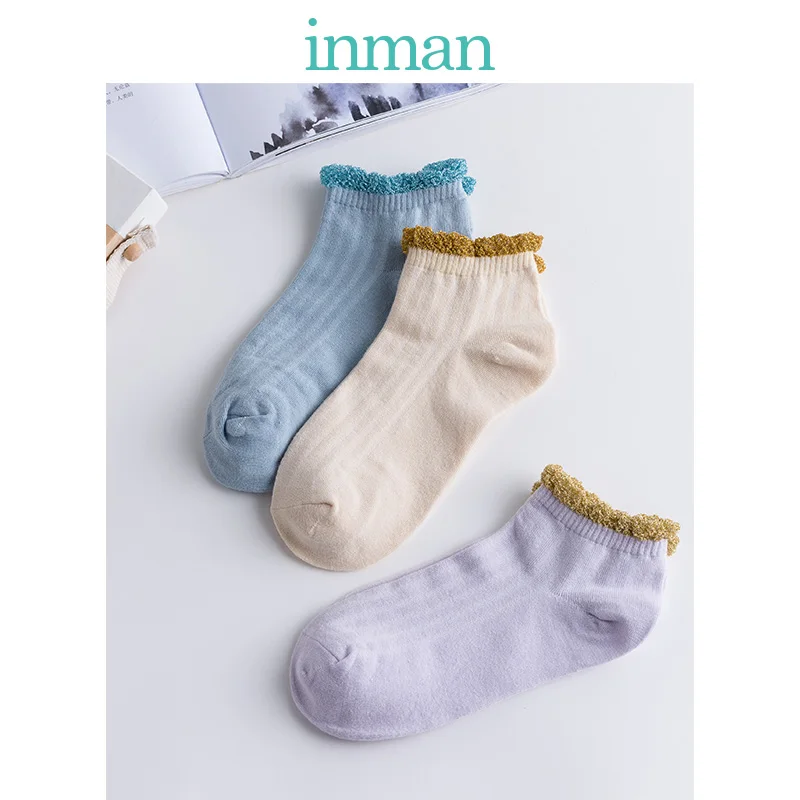 

INMAN 2019 New Arrival Summer Spring Contrast Patchwork Sport Style Low Cut Soft Elastic Stocks