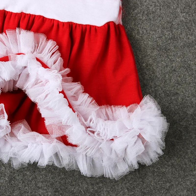 Рождественское платье для маленьких девочек; одежда Санта-Клауса; платье+ шапочка; Рождественский костюм из 2 предметов; детская Рождественская одежда