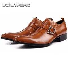 Large size EUR45 Brown/black pointed toe summer loafers men dress shoes genuine leather formal business shoes mens wedding shoes