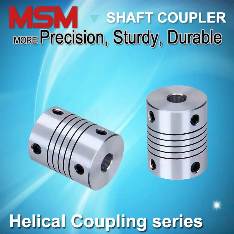 MSM Helical Coupling 5pcs/lot D20L25 D25L30 D28L38 D32L40 Aluminium Shaft Coupler 5mm 6mm 6.35mm