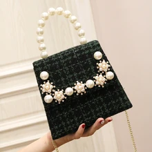 Женские сумки с жемчужной цепочкой, роскошные сумки через плечо с кристаллами, шерстяные женские сумки, свадебные сумки с кристаллами, вечерние сумки