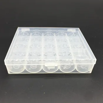 

Box With 25 pcs transparent Plastic Empty Bobbins Sewing Machine Spools for Most Sewing Machine Tools