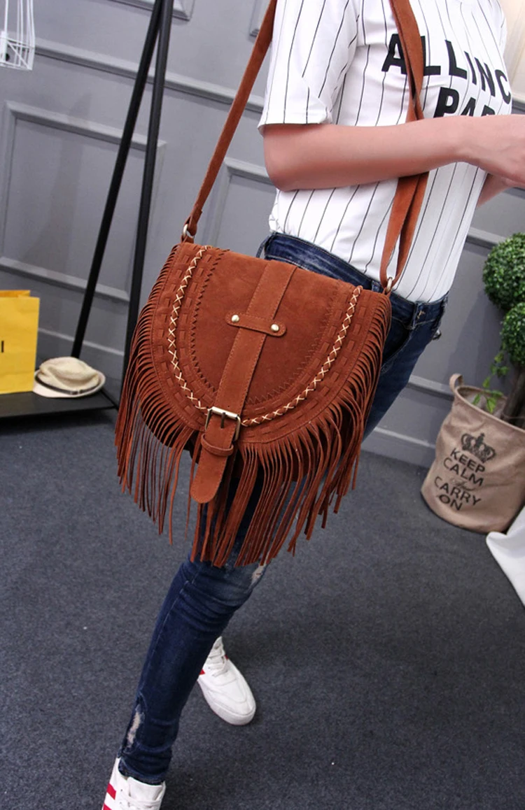 18 Fringe Tassel  Women Fringed Messenger Bag  shoulder bag Boho Hippie Gypsy Bohemian Tribal Ibiza Style Cross body Bag (7)