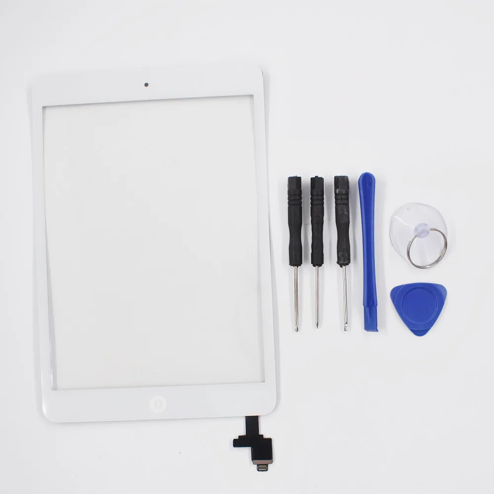Tablet Touch Screen Glass Digitizer Replacement+ IC+Home Button For iPad Mini 1 2 White FREE