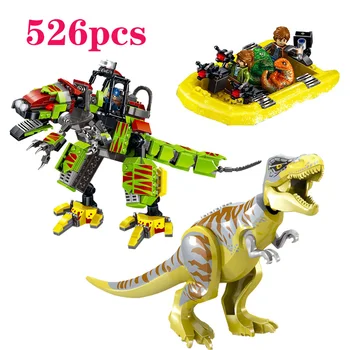 

Mini Rubber Boat Rescue Dinosaur Baby Jurassic Dinosaur War Dinosaur Mech Warrior Figures Building Blocks Toy For children Gifts
