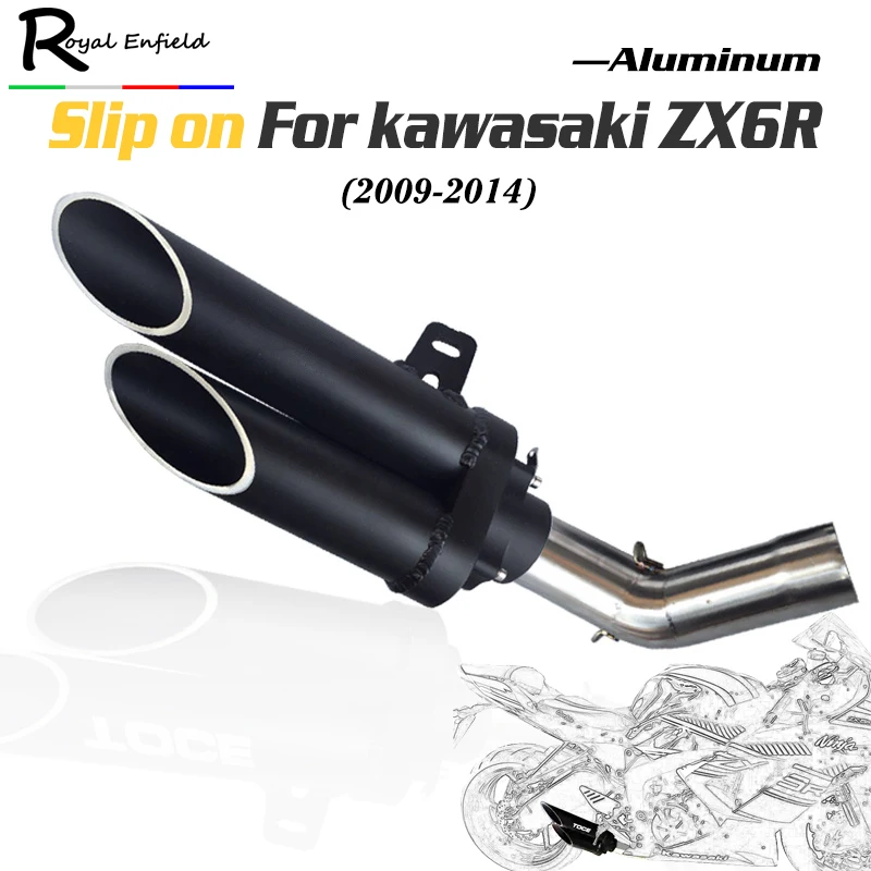 

ZX6R Motorcycle Exhaust Pipe Escape Aluminum alloy TOCE dual exhaust muffler middle pipe Dedicated For Kawasaki zx6r 2009-2014