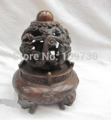 

002623 Pure 100% bronze 9 Dragons censer incense burner Figures Statue