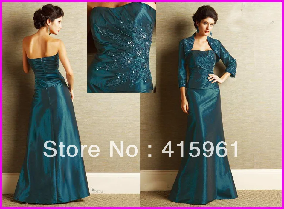 

Hunter A Line Appliqued Plus Size Mother of the Bride Dresses With Jacket Taffeta M593