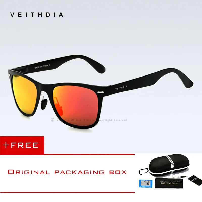 VEITHDIA, авиационные, алюминиевые, мужские солнцезащитные очки, зеркальные, солнцезащитные очки, для вождения, для улицы, очки, очки, аксессуары для женщин/мужчин - Цвет линз: Black Orange Mirror