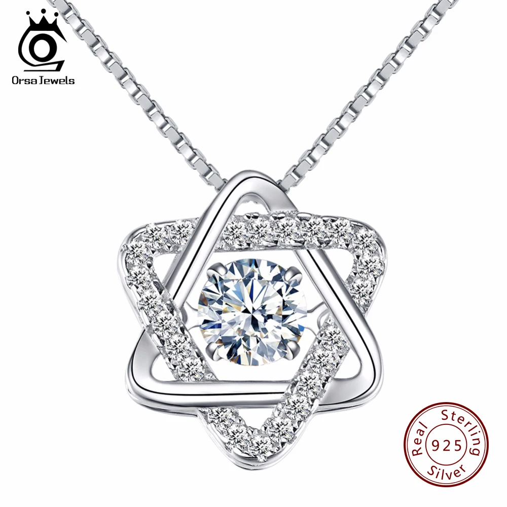 ORSA JEWELS Настоящее серебро 925 пробы, женские ожерелья с очаровательными подвижными Фианитами, модное ювелирное изделие, Рождественский подарок SN51