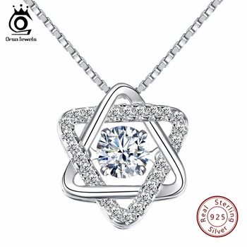 

ORSA JEWELS Real 925 Silver Women Star Pedant Necklaces with Charming Movable CZ Fashion Fine Jewelry Christmas Gift SN51