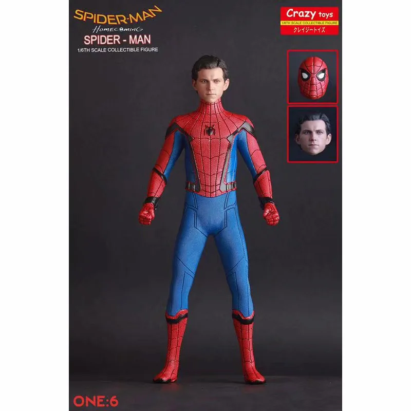 

Anime 1/6th Scale Crazy Toys Spider Man Homecoming Two Head Ver. Action Figure Iron Man MK47 Tony PVC figure Toys Brinquedos