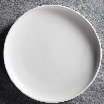 Круглая матовая десертная тарелка, керамическая обеденная тарелка, столовая посуда для дома, стейк, салат, резак, блюда, плоские тарелки, белая тарелка - Цвет: Белый