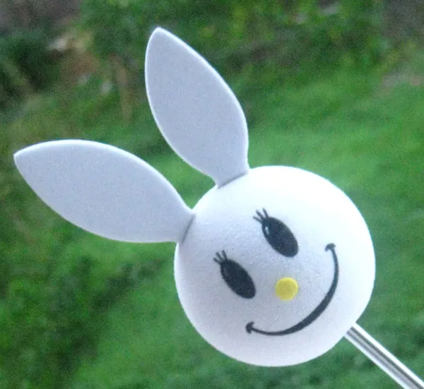Big Ears White Rabbit Smiling Face Adorable Cute Cartoon Antenna Balls