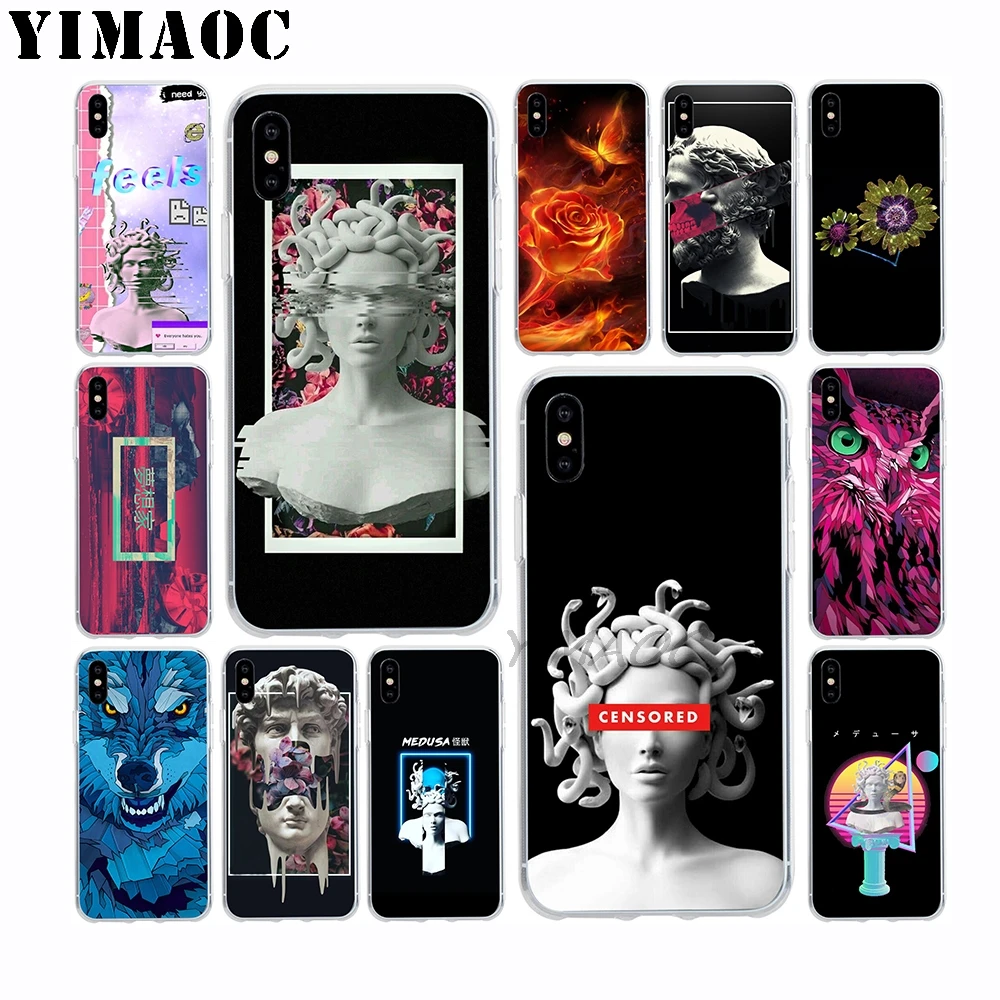 

YIMAOC Medusa Vaporwave Art Soft Silicone Case for Apple Iphone 11 Pro Xr Xs Max X 10 8 Plus 7 6S 6 Plus SE 5S 5 7Plus 8Plus