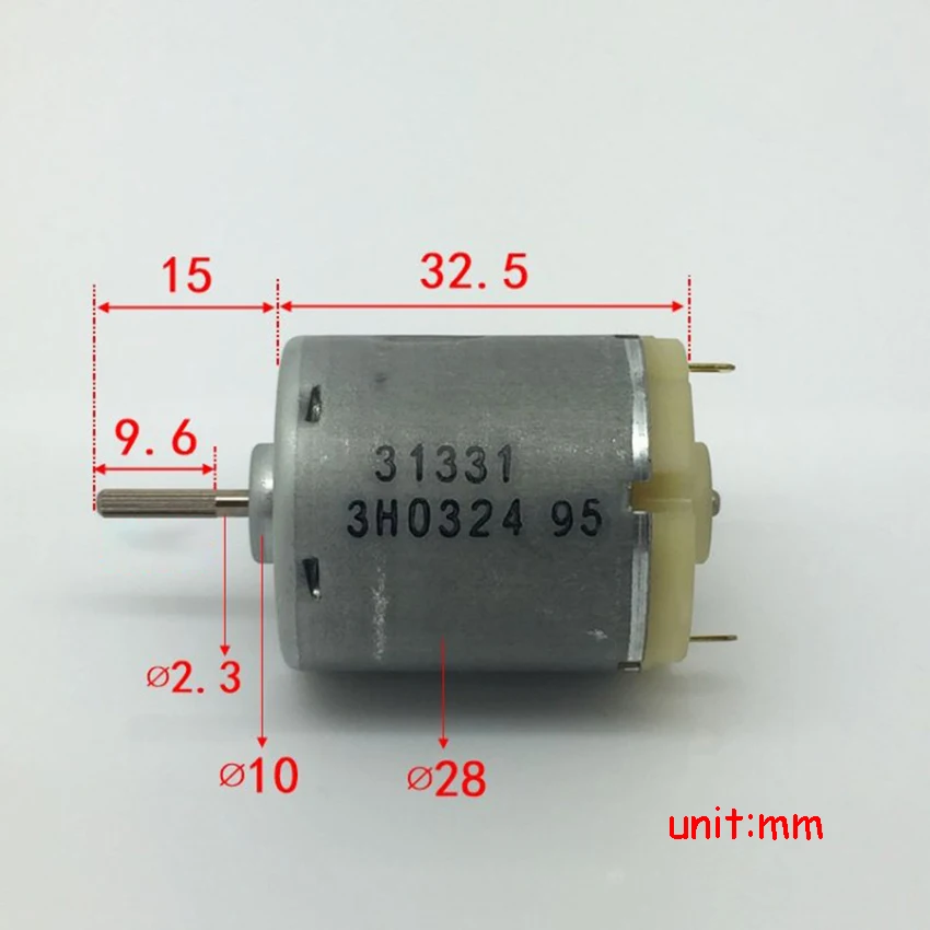 365 модель, углеродная щетка, микро мотор диаметром 28 мм, DC6-24V, 2000-10200 об/мин, Пазовая ось, круглая электрическая техника, средняя и низкая скорость