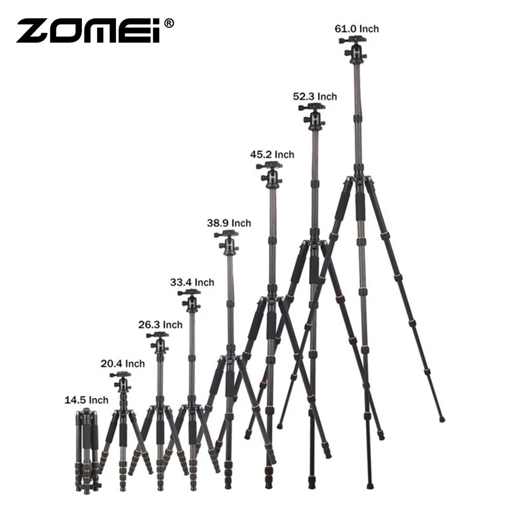 ZOMEI Q666C компактный штатив-тренога из углеволокна монопод Портативный путешествия Камера подставка с шариковой головкой сумка для переноски для однообъективного цифрового зеркального Камера