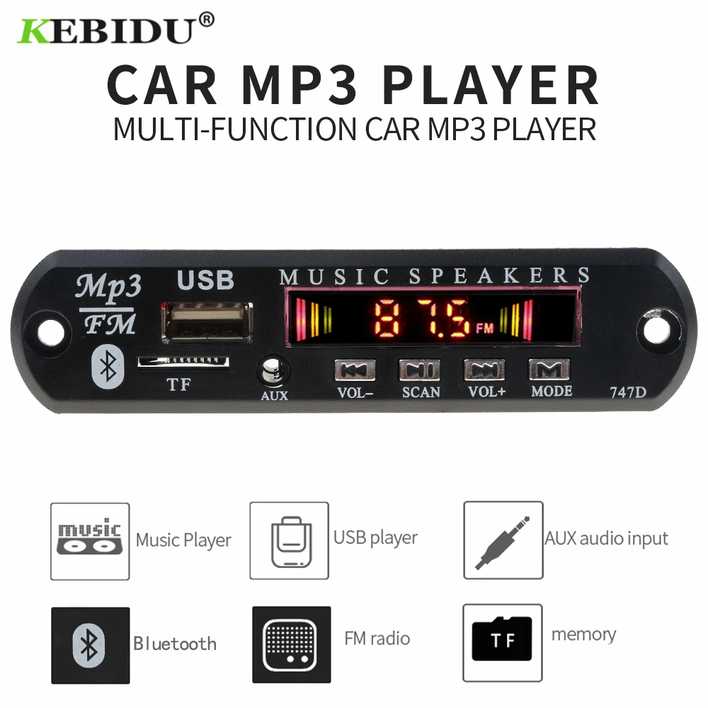 Kebidu MP3 плеер декодер плата FM радио TF USB Bluetooth приемник 3 5 мм AUX модуль Автомобильный