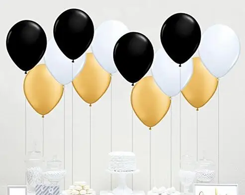 Ballon Mixte En Latex Noir Blanc Or 30 Unites 10 Pour Decoration Reception De Mariage Reception Cadeau Pour Bebe Fete D Anniversaire Aliexpress