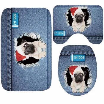 

Creative Christmas Decorative Bathroom Floor Mat and Toilet Cover Cushion Water Absorbent and Antiskid Bath Mat Bath Rug Carpet