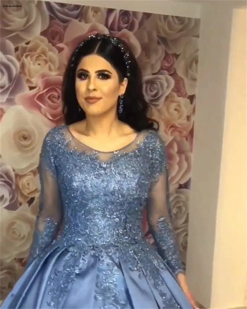 Очаровательная Саудовская Арабский 2019 Выпускные платья одежда с длинным рукавом Аппликация Совок Блестками Иллюзия Дубай принцесса