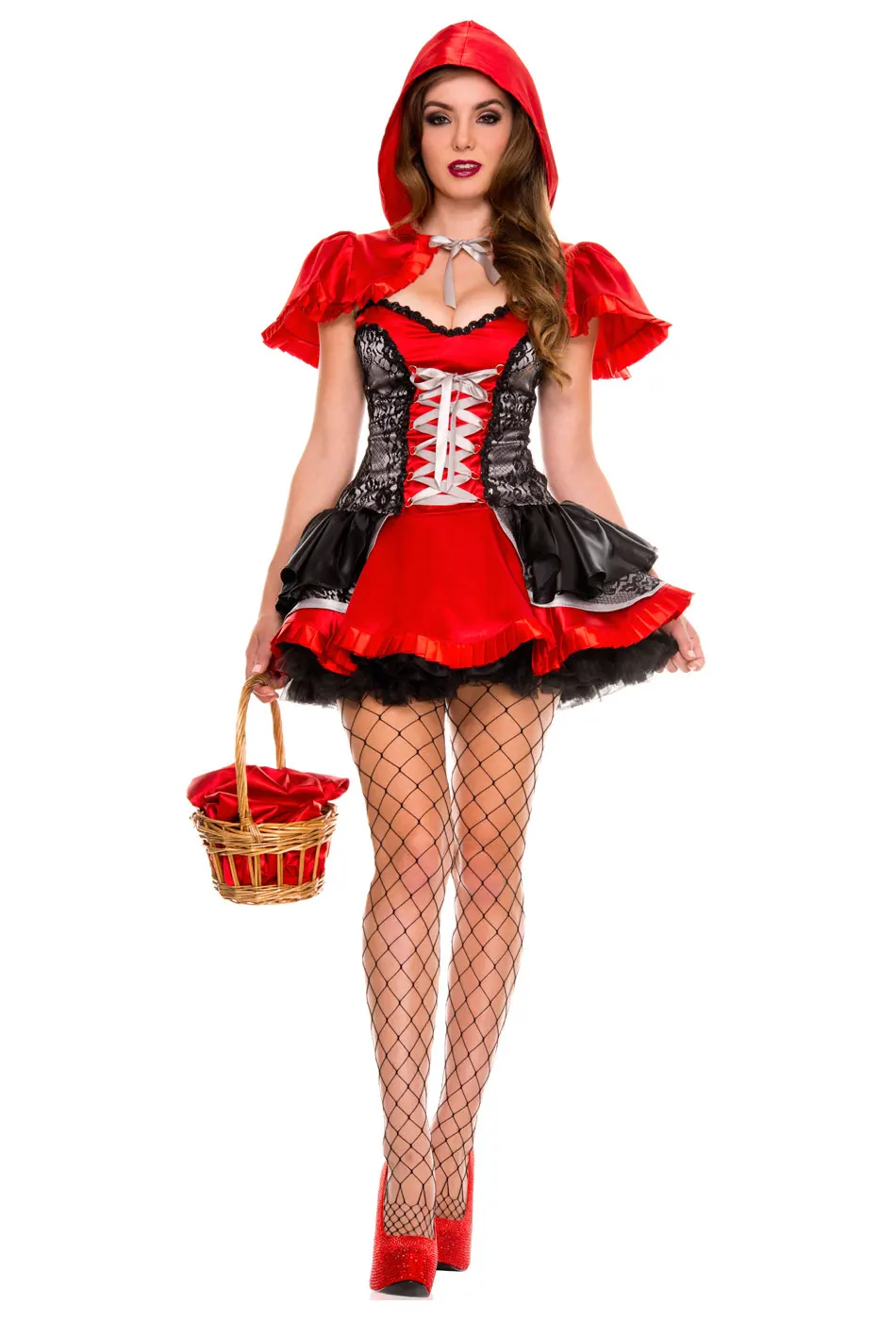 visitar No de moda empujoncito Disfraz de Caperucita Roja, vestido de Halloween para mujeres adultas,  traje de fantasía para fiesta, cuento de hadas, Cosplay, fantasía con  sombrero _ - AliExpress Mobile