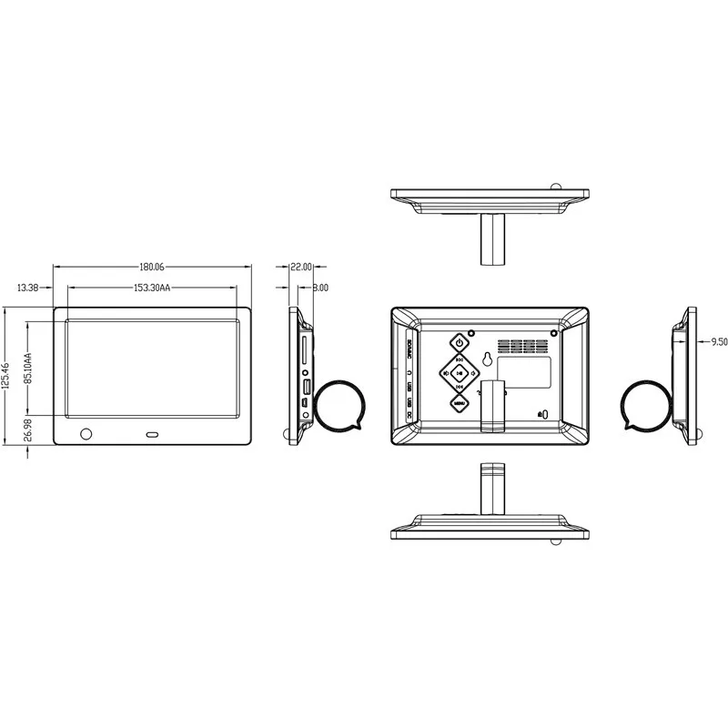 Tycipy " HD Цифровая фоторамка светодиодный фоторамка для музыки Mp3 видео Mp4 календарь часы с пультом дистанционного управления белый черный