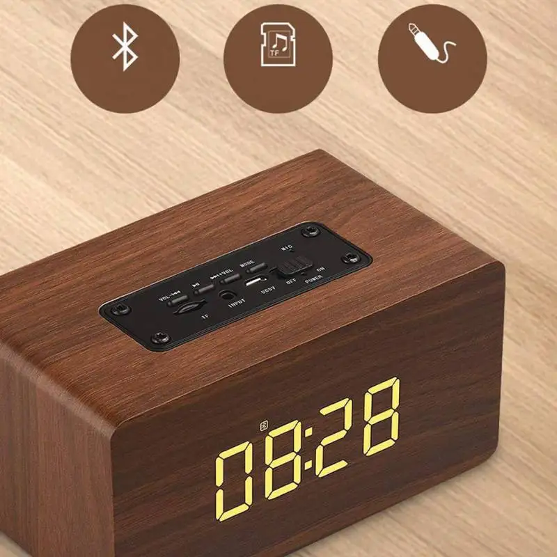 W5C версия деревянные Беспроводной Bluetooth динамик Саундбар будильник качество звука Hi-Fi FM радио и mp3 плеер Поддержка TF карты