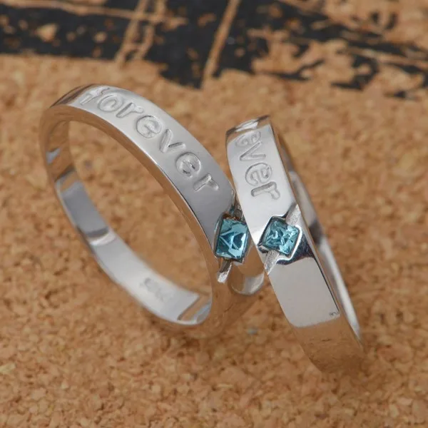 Almei США 2 шт. обручальное кольцо серебряные кольца с цирконием для женщин и мужчин ювелирные изделия Любовь Пара Кольца Кристалл Вечерние Anillos подарки J272