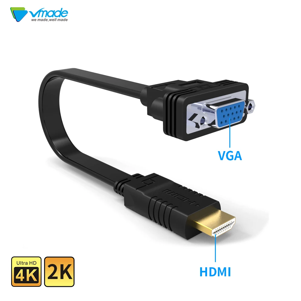 

Vmade HDMI Male to VGA HD-15 Female Video AV Adapter Cable For HDTV UHD 4K Support 1080P Male To Famale Cable Adapter Converter
