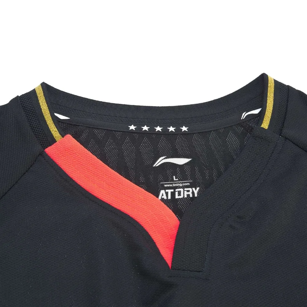 Li-Ning мужской костюм для соревнований по настольному теннису, спонсор сборной на сухой дышащей подкладке, спортивные футболки AAYP081 CAMJ19