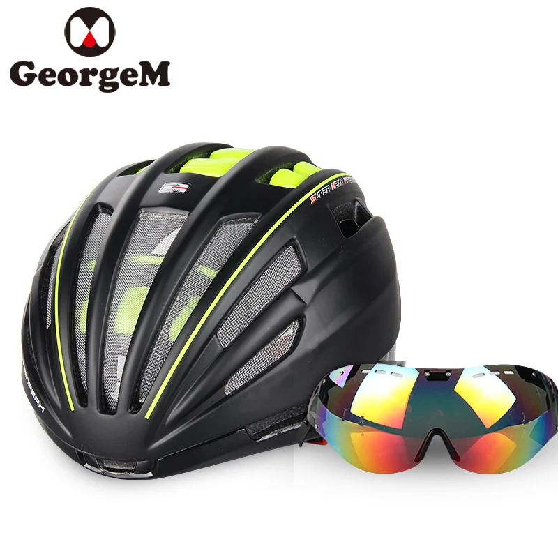 GeorgeM велосипедный шлем+ очки интегрально формованный MTB дорожный велосипедный шлем лыжный походный шлем козырек очки