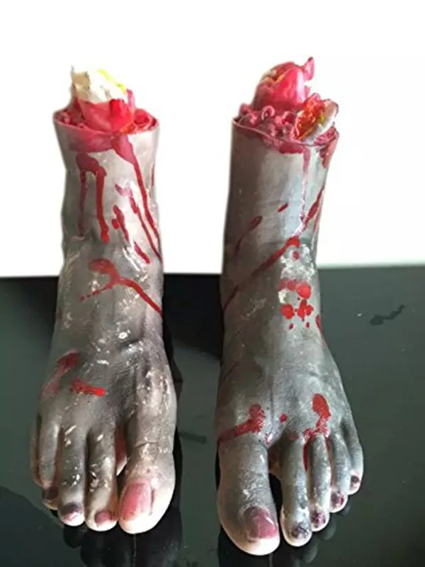 

MostaShow Realistic Bloody Horror Latex Feet Halloween Scary Party Props Haunted House Decorations Tricky Toys For Halloween