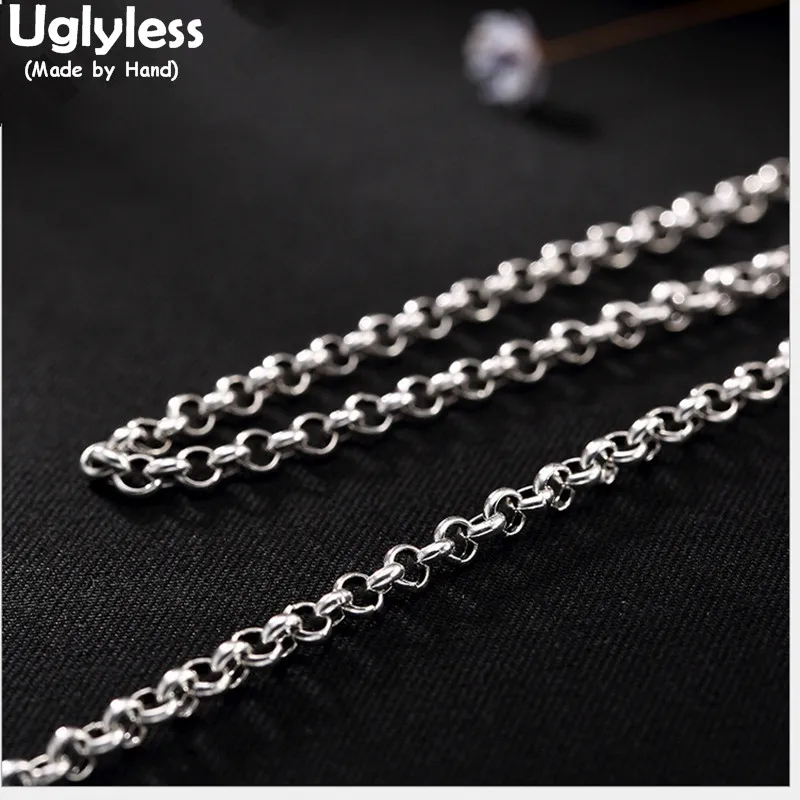 Цепочки Uglyless S925 из стерлингового серебра толщиной 3 мм 4 ожерелья без подвесок
