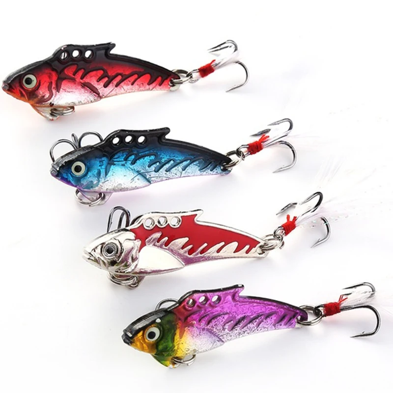 4Pcs/lot Metal VIB Fishing Lure Bionic Bait Crankbait Bass Hard Baits Blade Lure Sinking Vib for