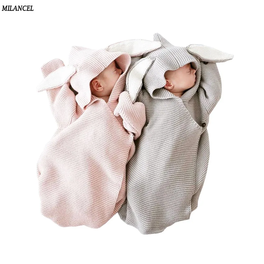 Milancel 2018 Baby Blankets Newborn Knitted Baby Covers Rabbit Ear