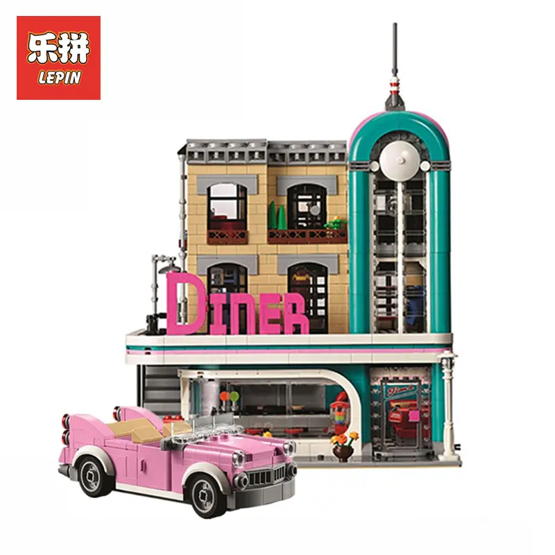 

LEPIN 15037 Creative Street Series nostalgic restaurant Model Building Blocks Bricks toys for Children gifts LegoINGlys 10260
