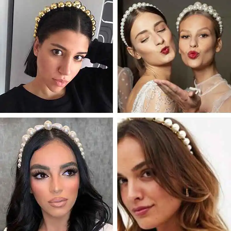 Lalynnlys элегантные модные крупный искусственный жемчуг повязки для волос головные уборы для вечерние, свадебные корейские украшения для волос подарки F03551