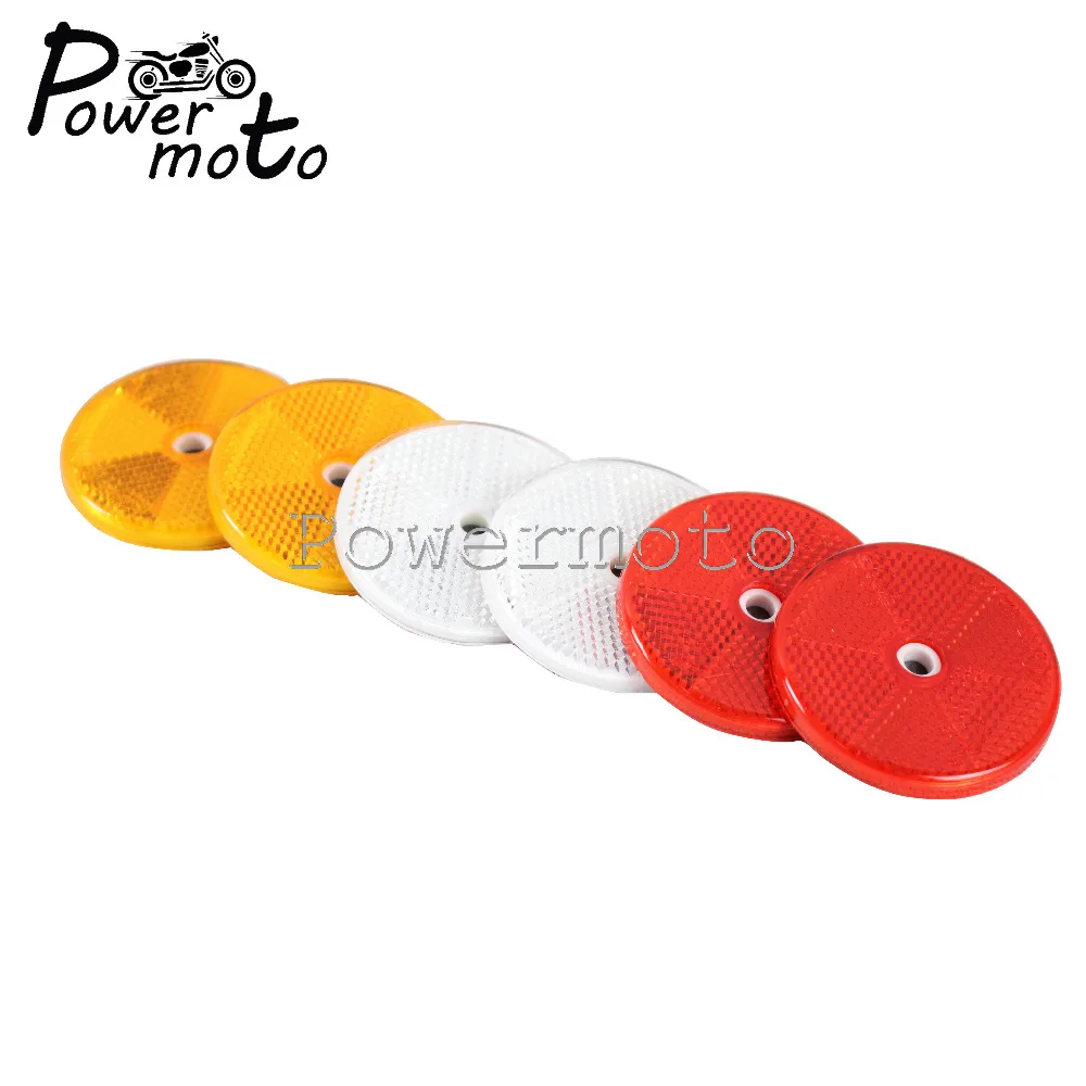 

1 Pair Motorcycle Yellow Red White 6CM Round Reflector Safety Warning Sticker Stick On Reflective Plate Universal For ATV Bikes